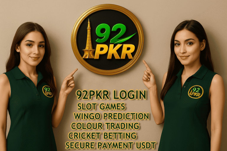 92PKR Pakistan login guide visual with official platform logo and brand representatives